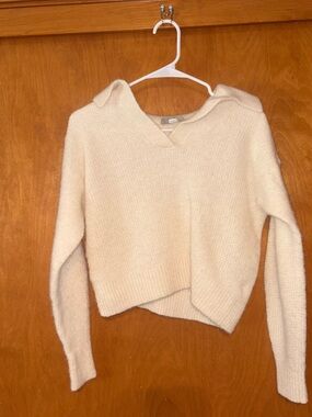 Everlane The Alpaca Waffle-Stitch Polo Sweater Ivory Cream Size Medium M
